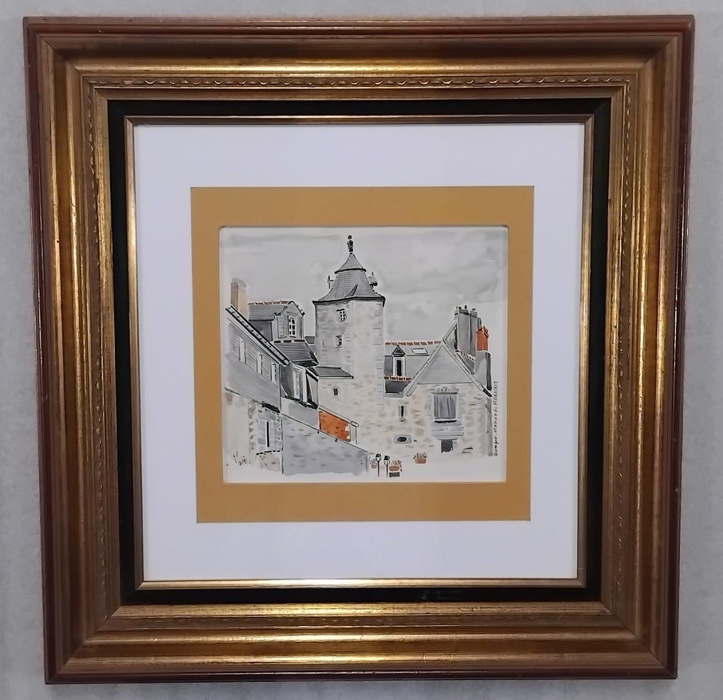 Aquarelle Originale – Serge AMELOT (1928-2013) – Manoir du Marnais à Quimper