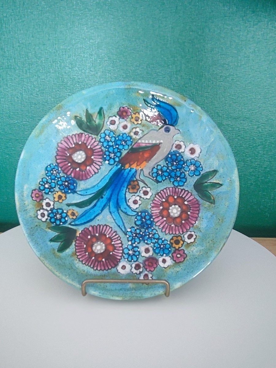 Assiette en faïence HB Quimper – Marjatta Taburet – Oiseaux et Fleurs