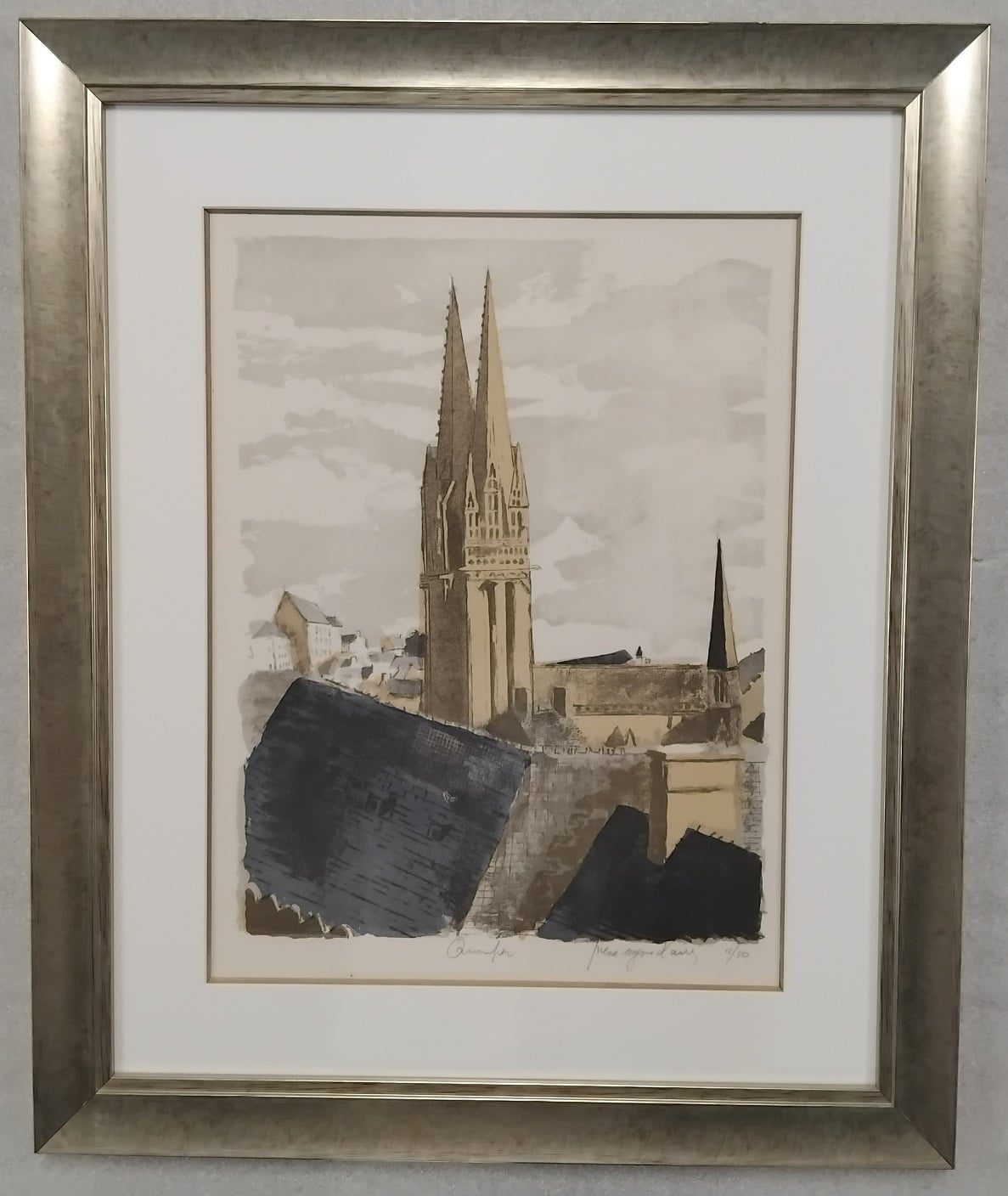 Lithographie Originale – Pierre-Eugène CLAIRIN (1897-1980) – Cathédrale de Quimper