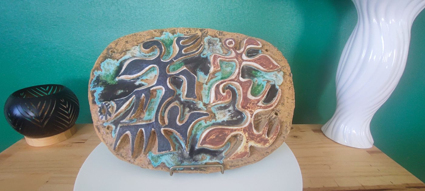 Rare Plaque Murale Kéraluc - Michel Furic - Décor Abstrait Relief unique