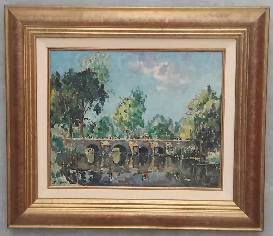 Tableau Huile sur Toile – Fernand JEANNEAU (1884-1966) – Pont du Troheïr à Quimper