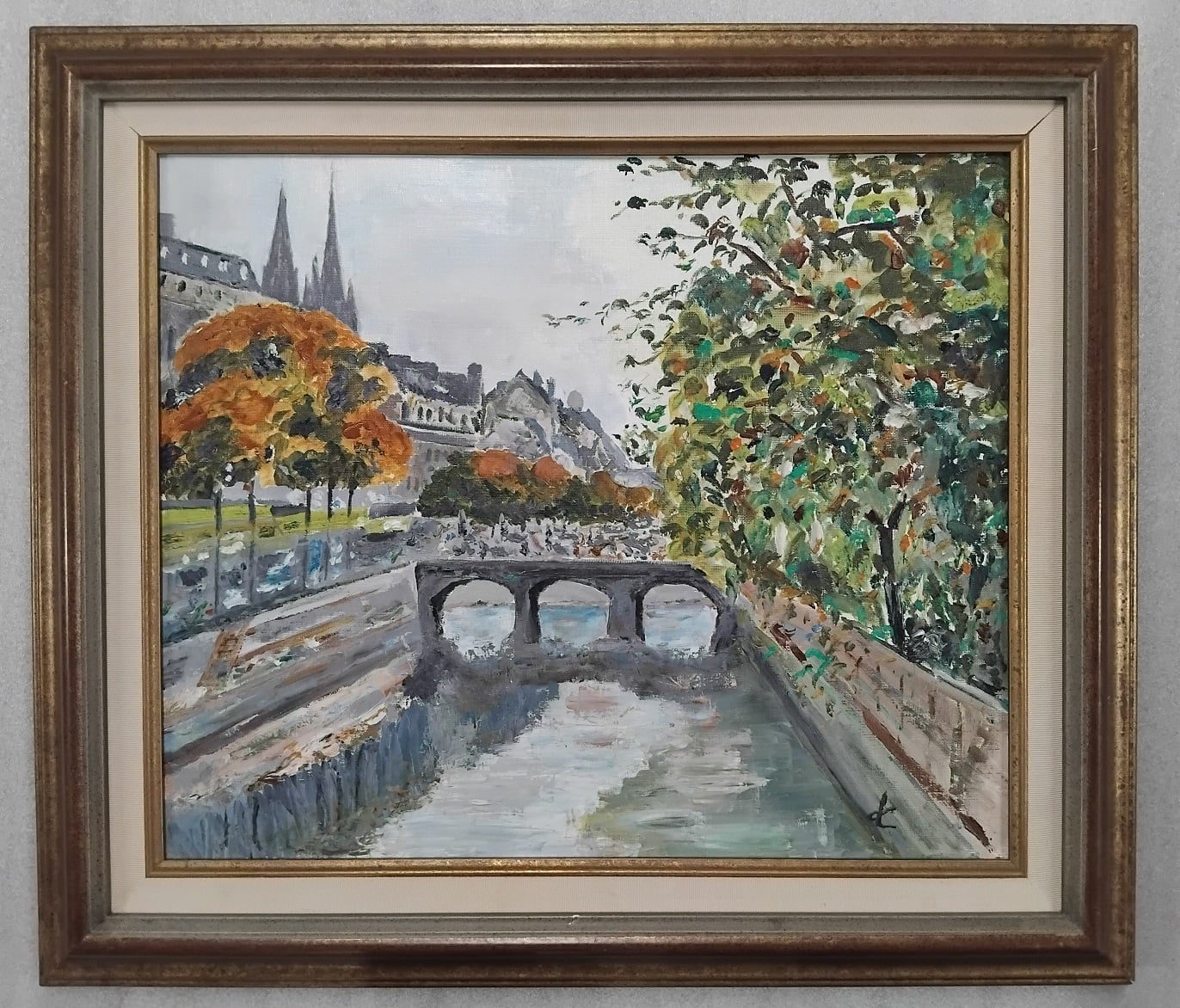 Tableau Huile sur Toile – Jacques CORNEC (1940-2016) – Pont St François à Quimper